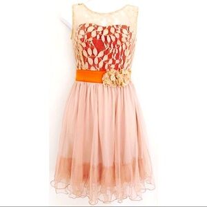 NWT Ryu Beige Blush Lace Floral Dress